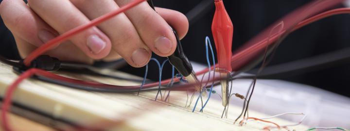 Close up photo of a circuit board.